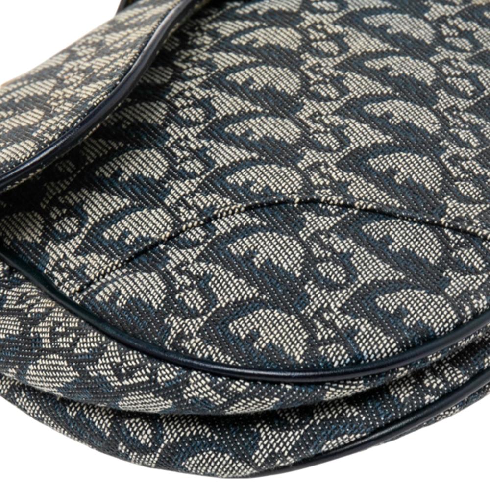 Dior Blue Oblique Canvas and Leather Saddle Bag 2