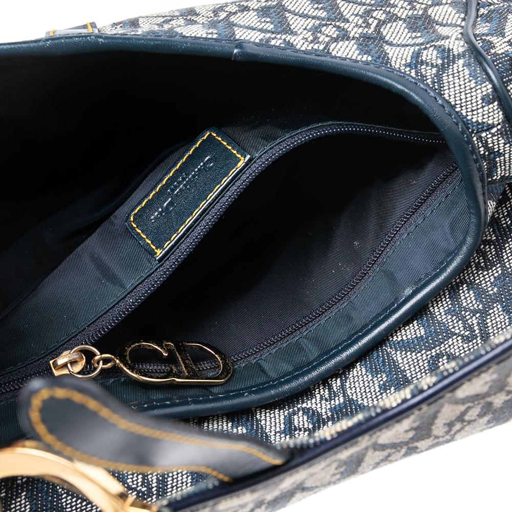 Dior Blue Oblique Canvas and Leather Saddle Bag 3