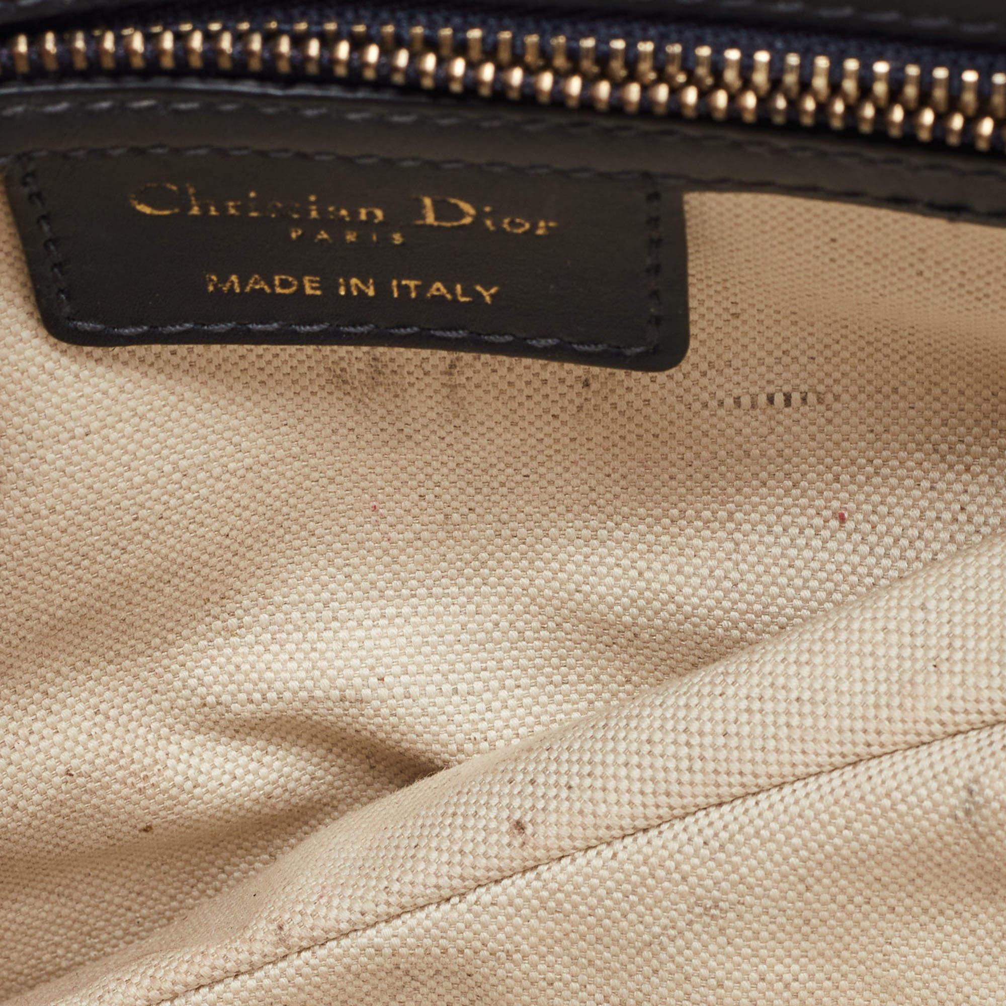 Dior Blue Oblique Canvas and Leather Saddle Bag 4