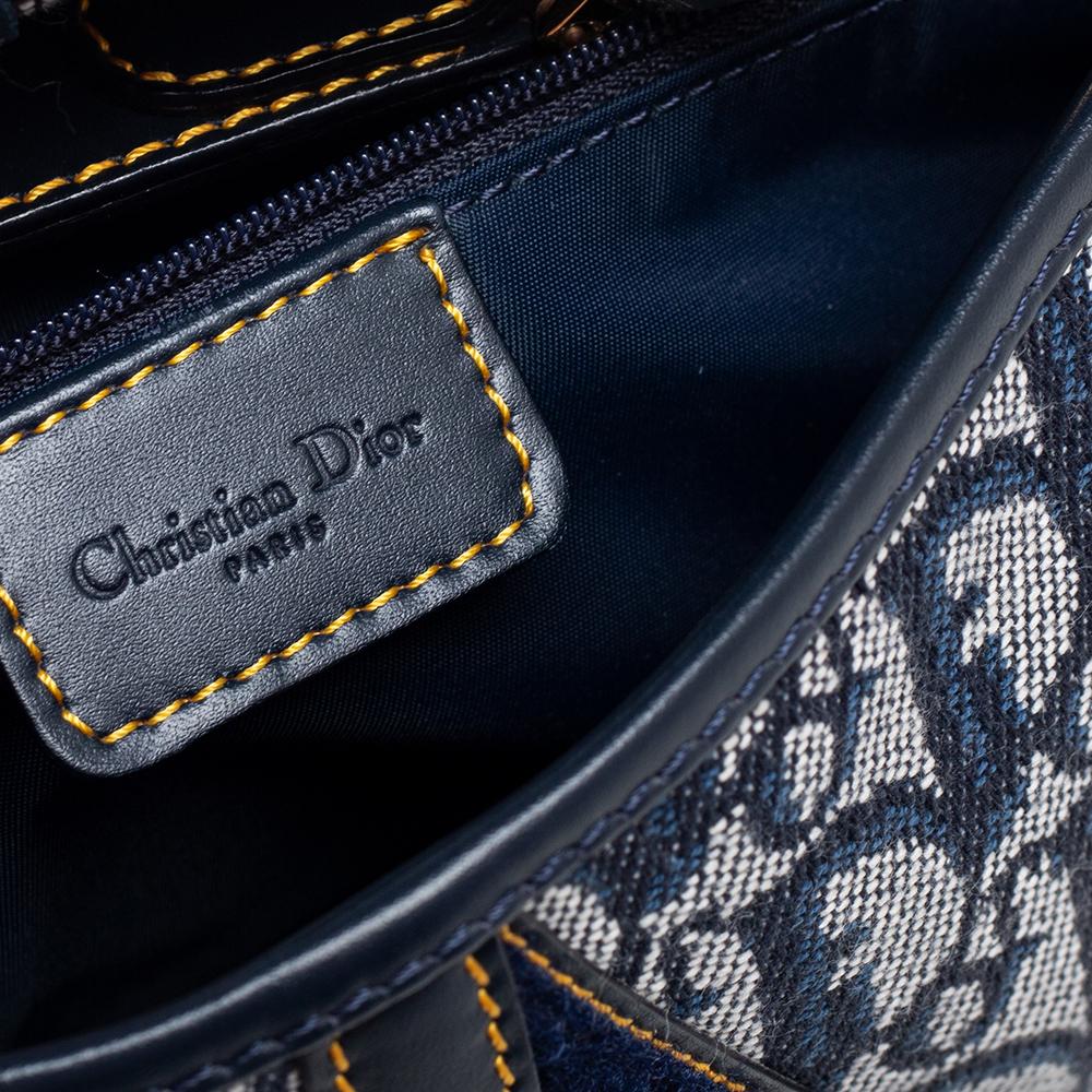 Dior Blue Oblique Canvas Double Saddle Bag 4