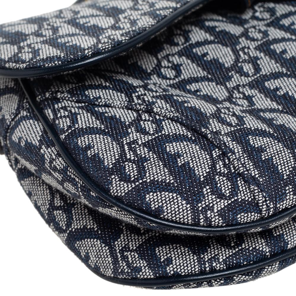 Dior Blue Oblique Canvas Double Saddle Bag 1