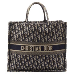 Used Dior Blue Oblique Canvas Large Book Tote
