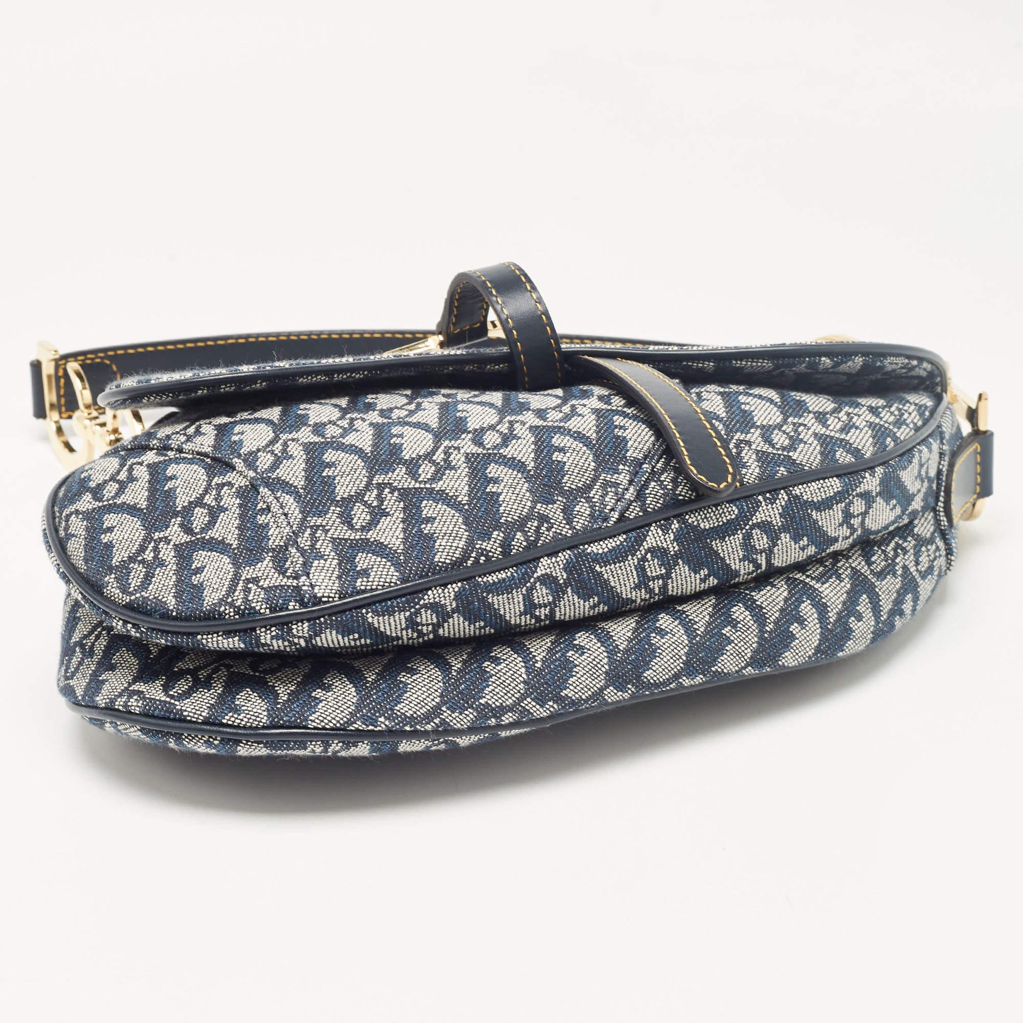 Dior Blue Oblique Canvas Saddle Bag 3
