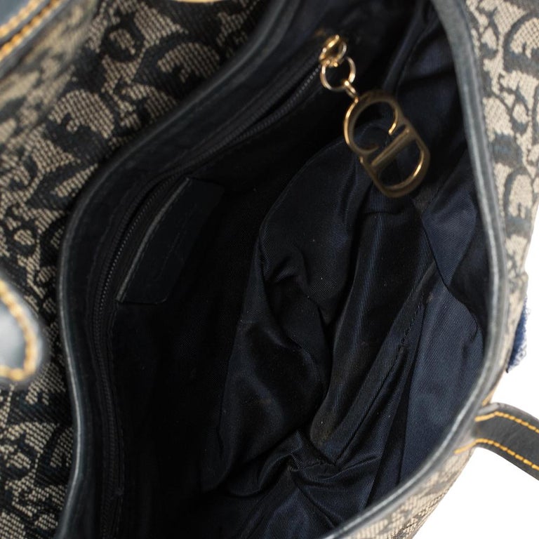 Dior Blue Oblique Denim and Leather Saddle Bag at 1stDibs