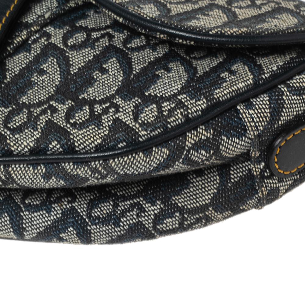 Dior Blue Oblique Denim Saddle Bag 5
