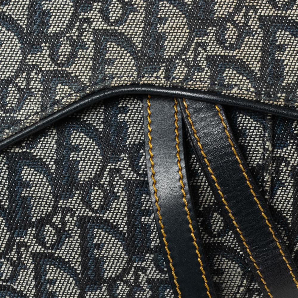 Dior Blue Oblique Denim Saddle Bag 6