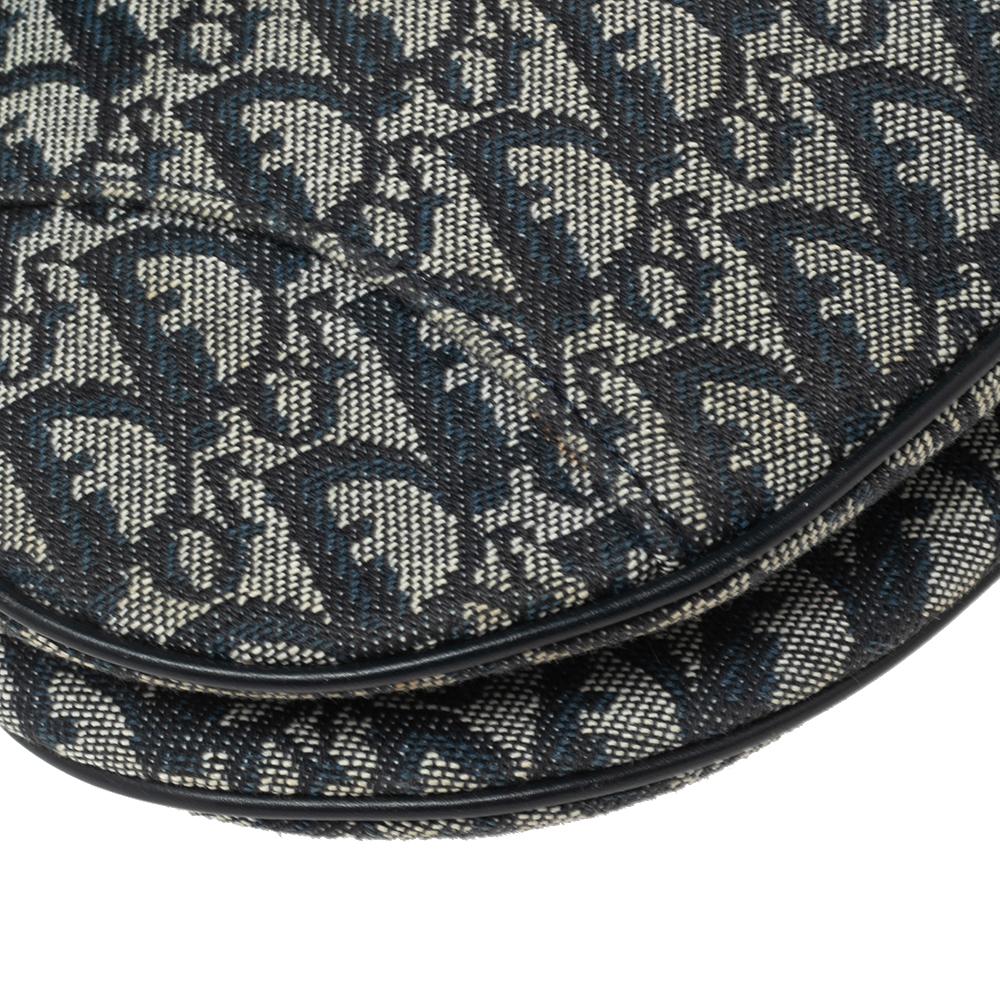 Dior Blue Oblique Denim Saddle Bag 4