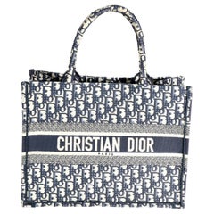 Dior Blau Schrägstrich Stickerei Kleines Buch Tote