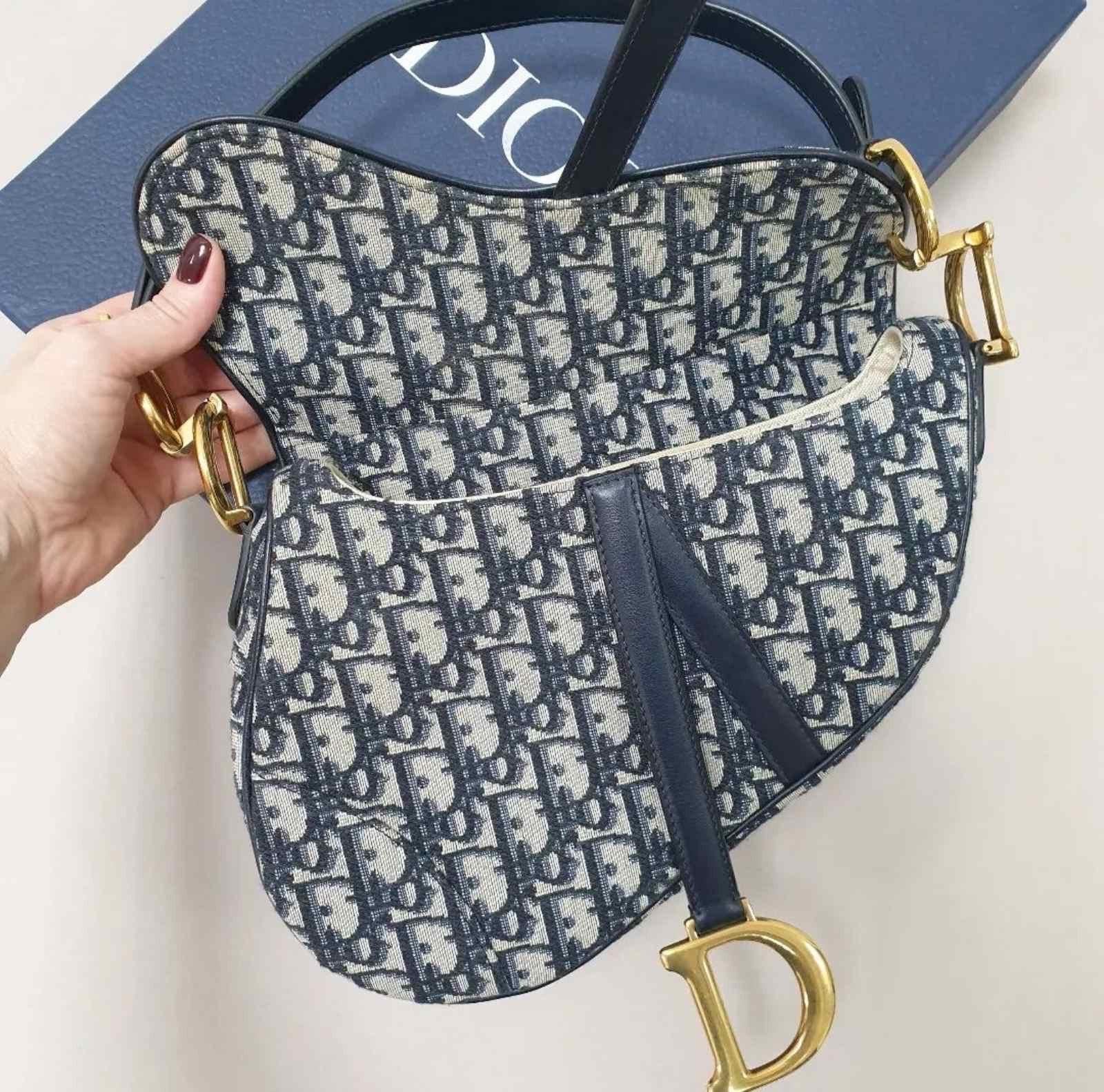 Dior Blue  Oblique Jacquard Saddle Bag  2