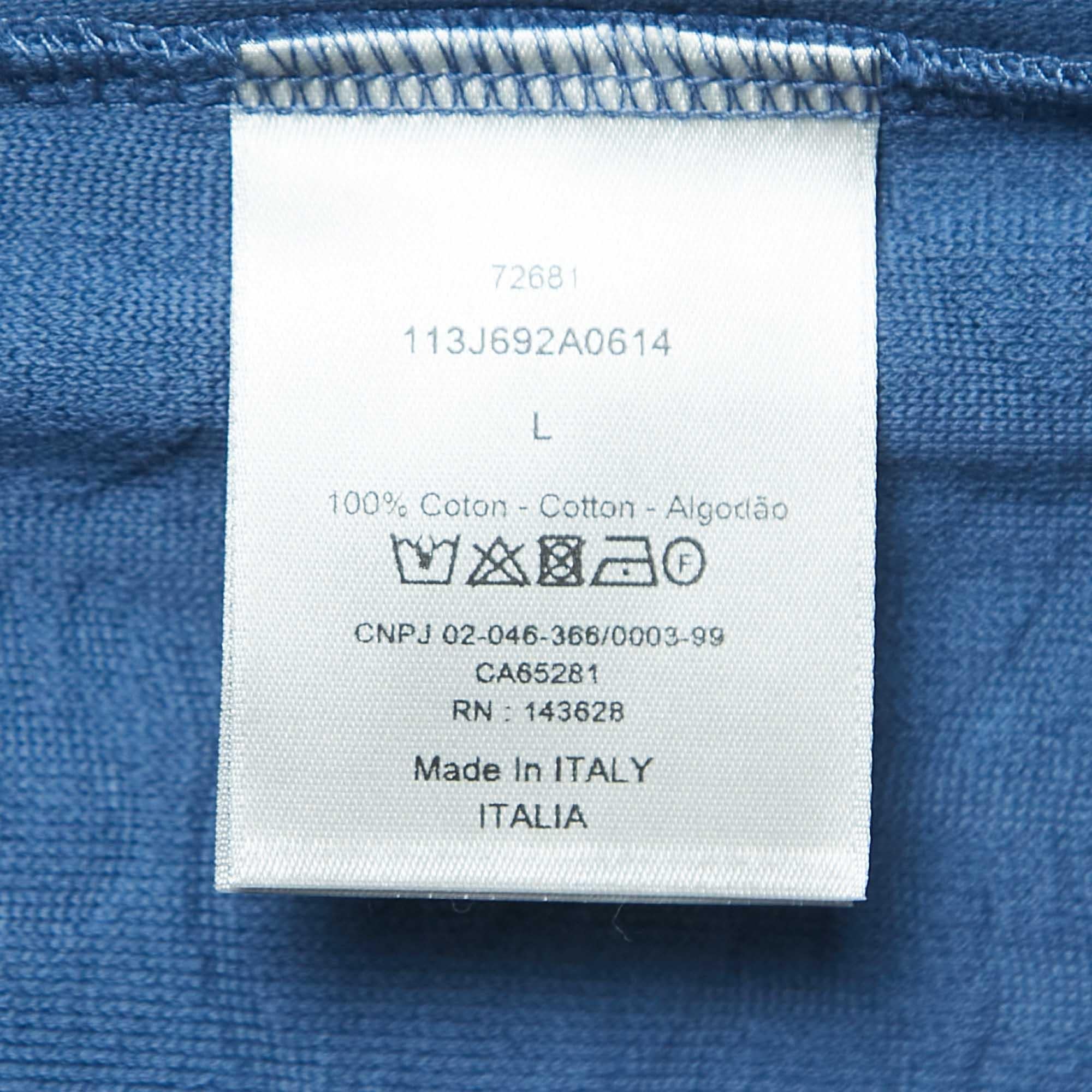 Dior Blue Oblique Jacquard Terry Cotton Relaxed Fit T-Shirt L 2
