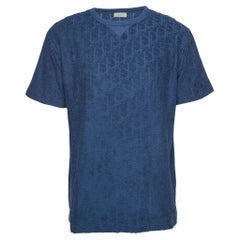Dior Blue Oblique Jacquard Terry Cotton Relaxed Fit T-Shirt M