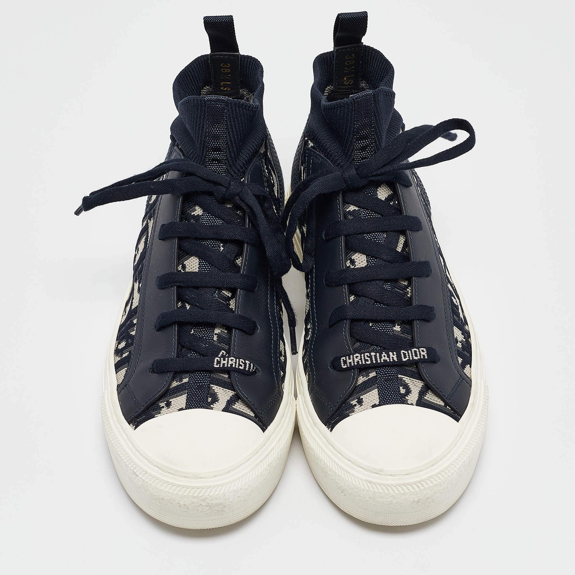 Nero Dior Sneakers Walk'n'Dior blu in tessuto e pelle a maglia obliqua misura 38,5 in vendita