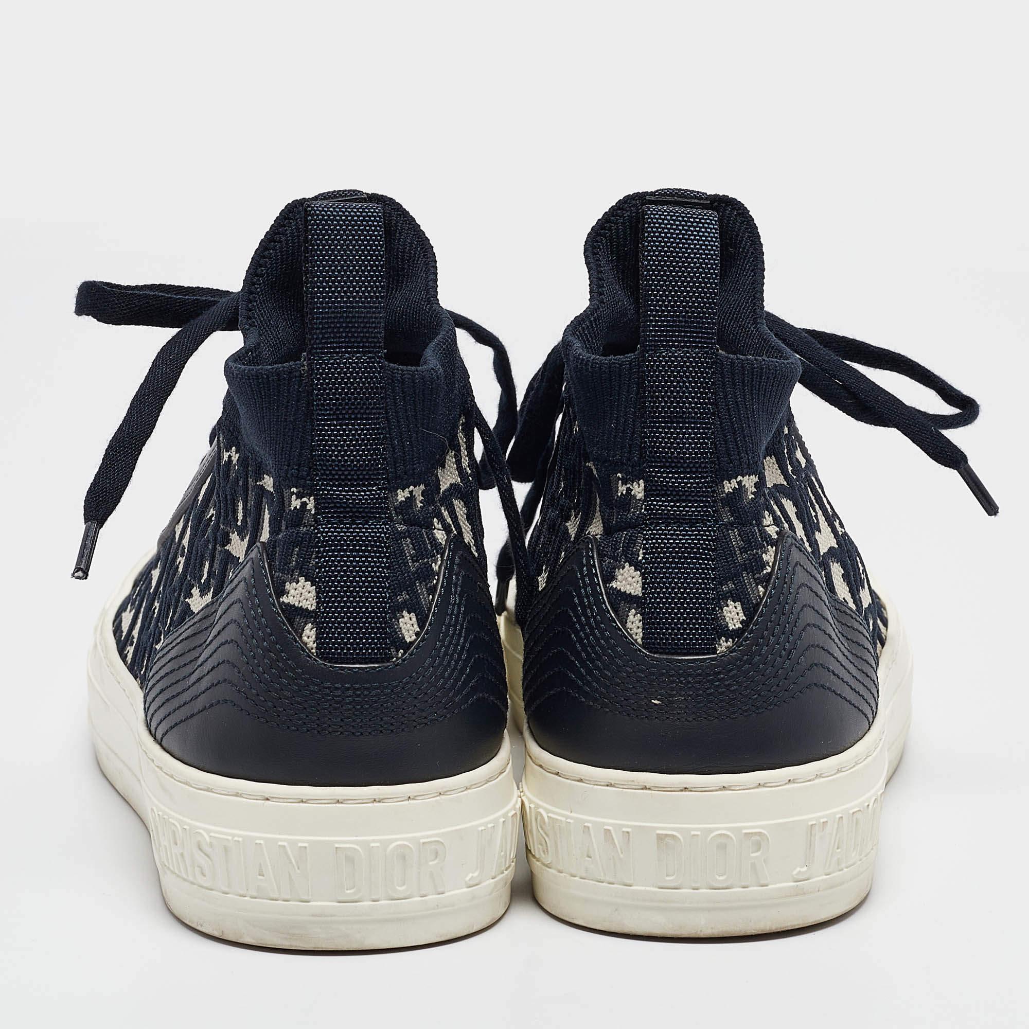 Donna Dior Sneakers Walk'n'Dior blu in tessuto e pelle a maglia obliqua misura 38,5 in vendita