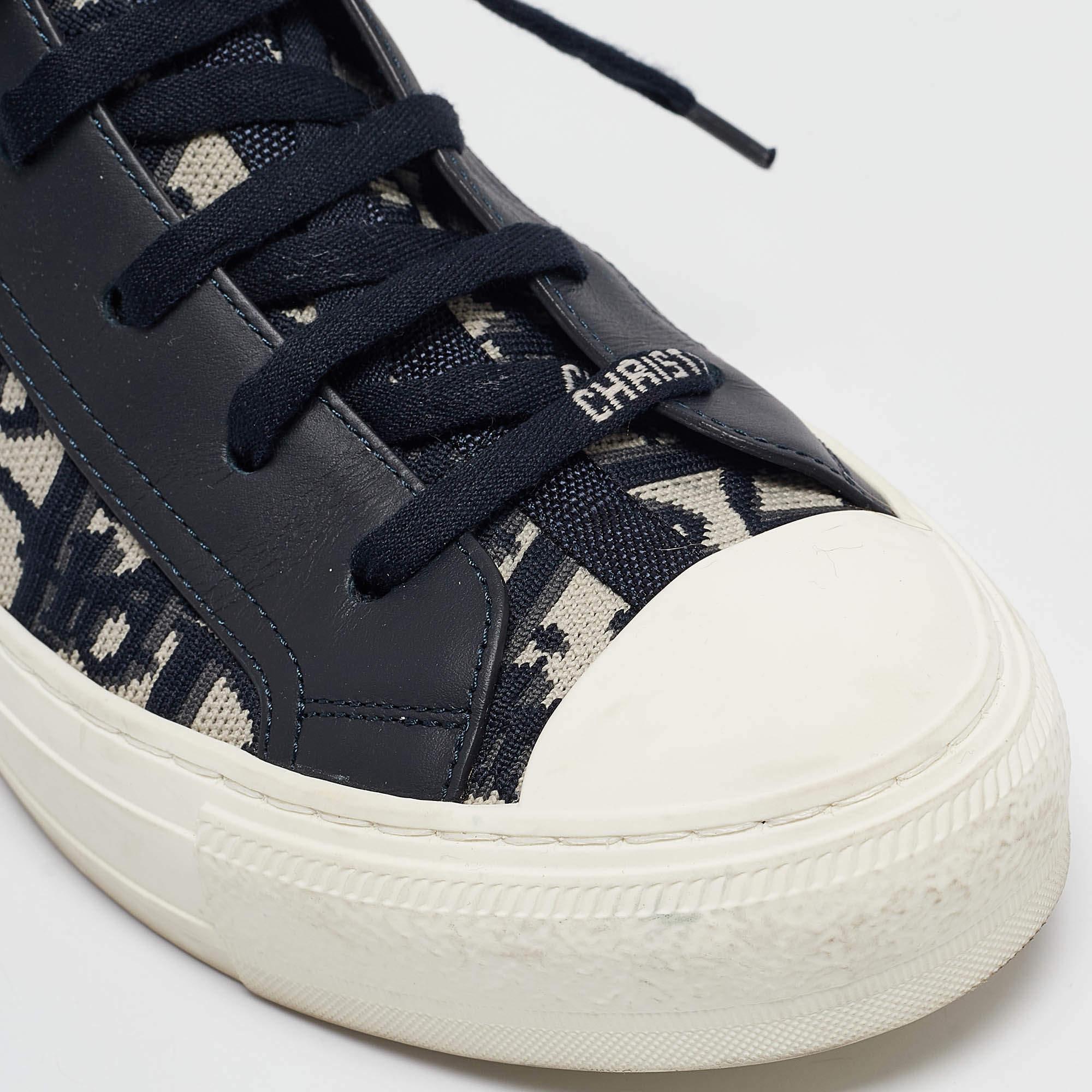 Dior Sneakers Walk'n'Dior blu in tessuto e pelle a maglia obliqua misura 38,5 in vendita 2