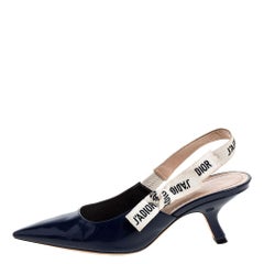 Dior Blue Patent Leather J'Adior Pointed Toe Slingback Sandals Size 36.5