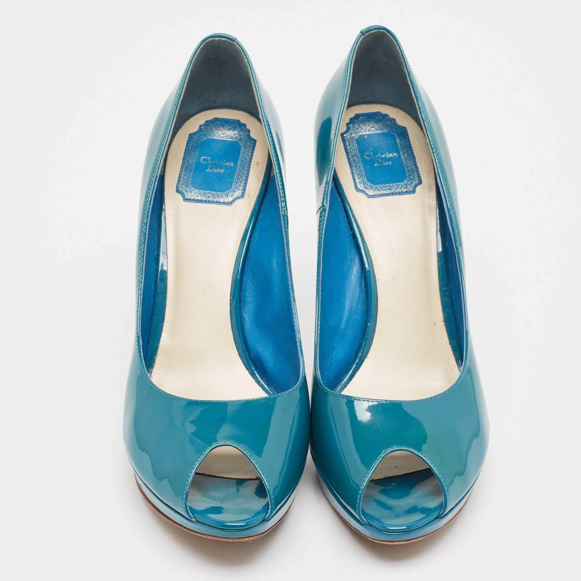 Blu Dior Pumps Peep Toe in vernice blu Miss Dior 42 in vendita