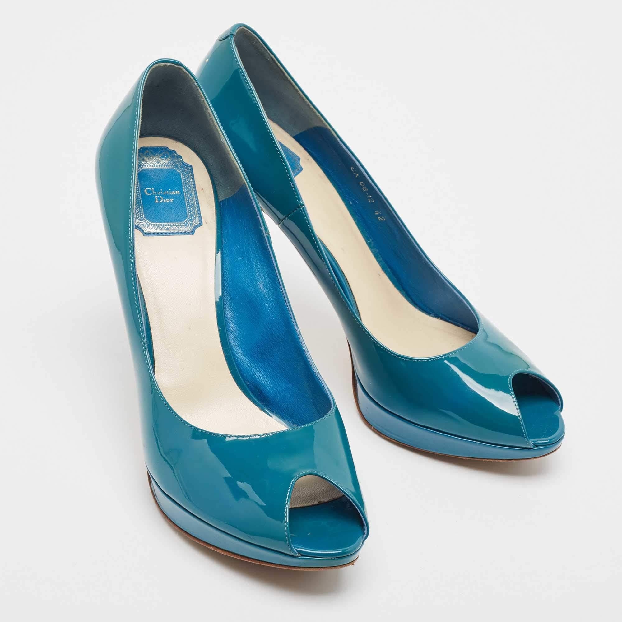 Dior Pumps Peep Toe in vernice blu Miss Dior 42 In condizioni buone in vendita a Dubai, Al Qouz 2