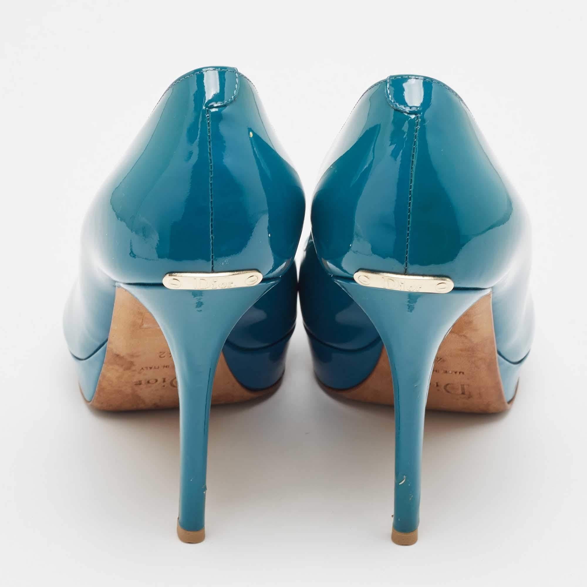Donna Dior Pumps Peep Toe in vernice blu Miss Dior 42 in vendita
