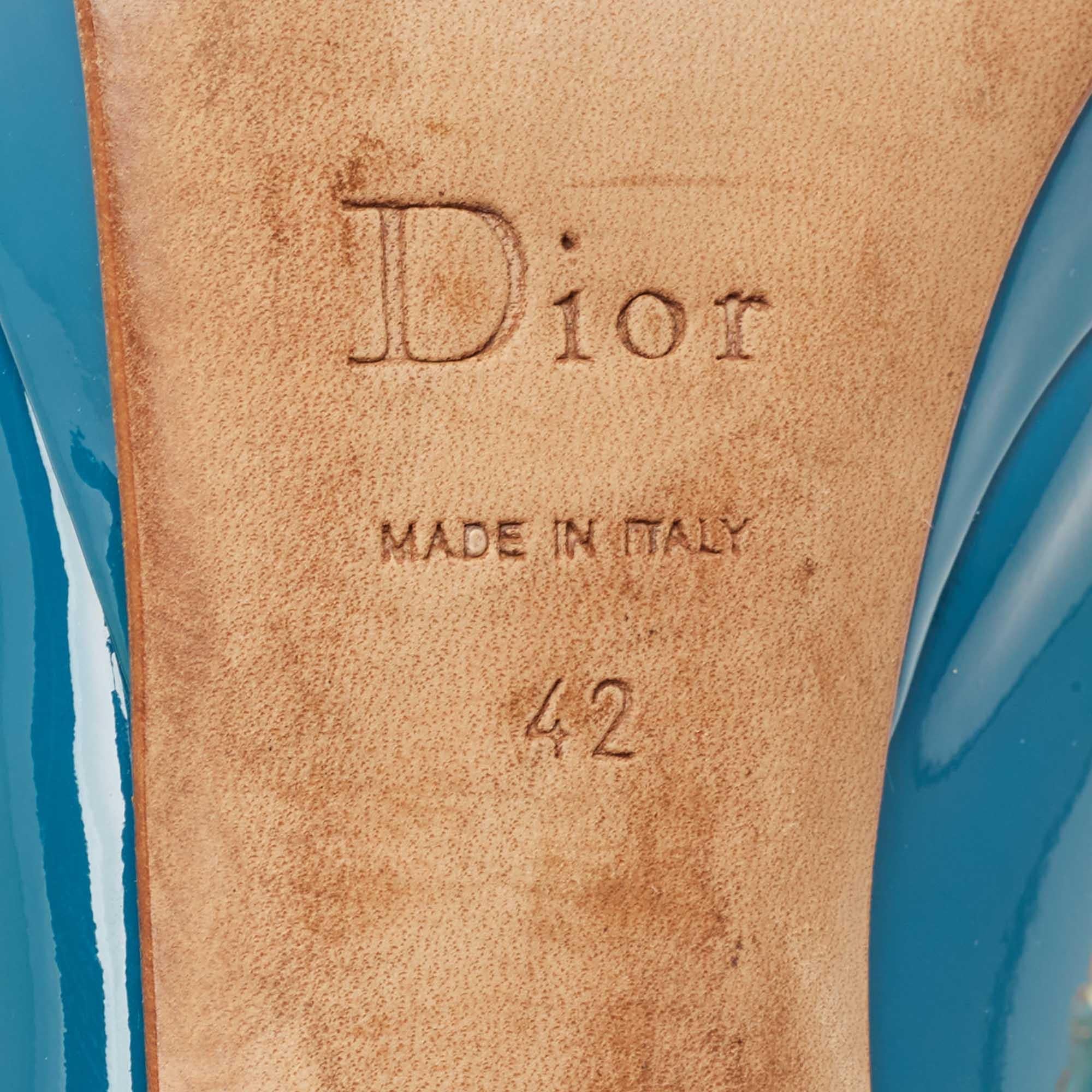 Dior Pumps Peep Toe in vernice blu Miss Dior 42 in vendita 2