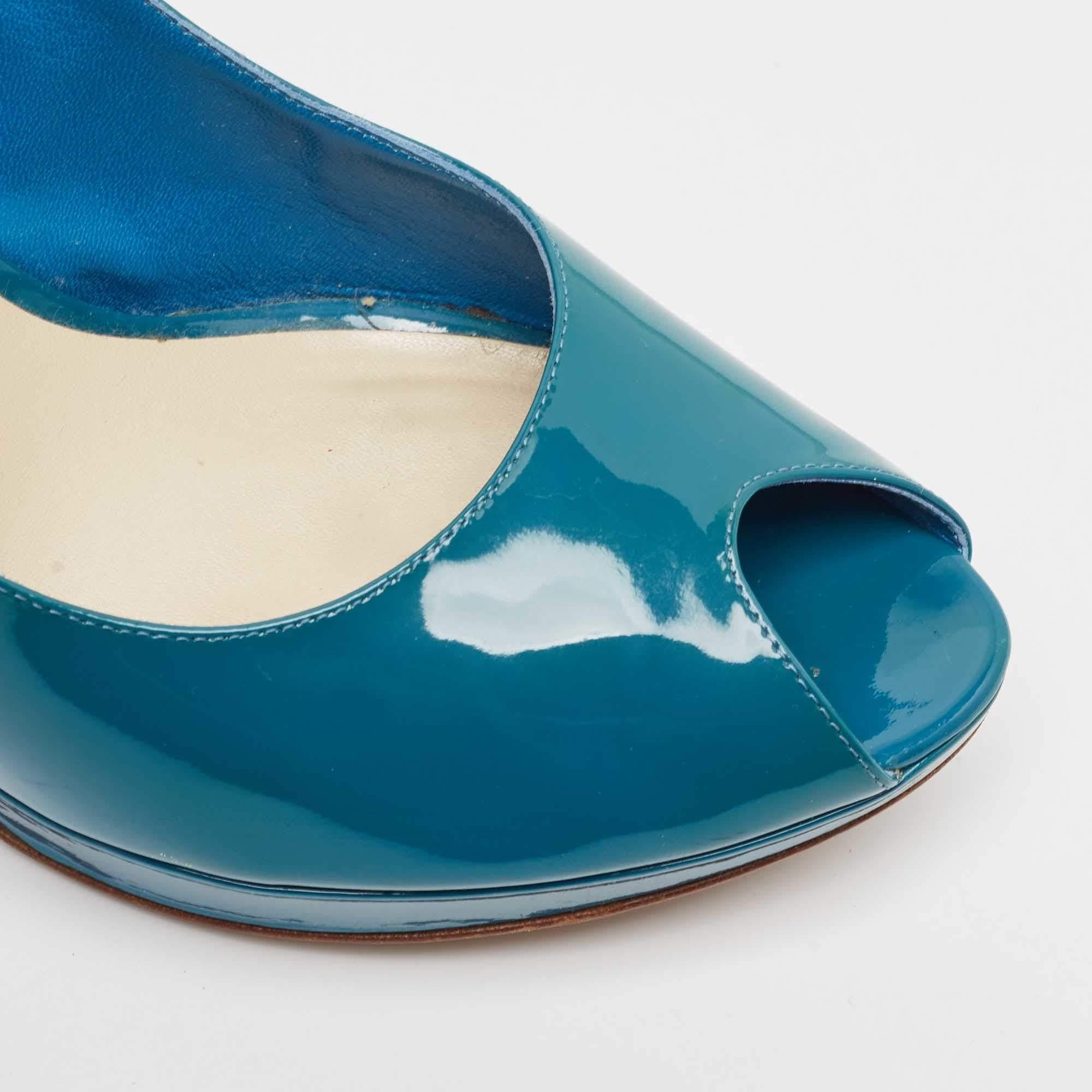 Dior Pumps Peep Toe in vernice blu Miss Dior 42 in vendita 3