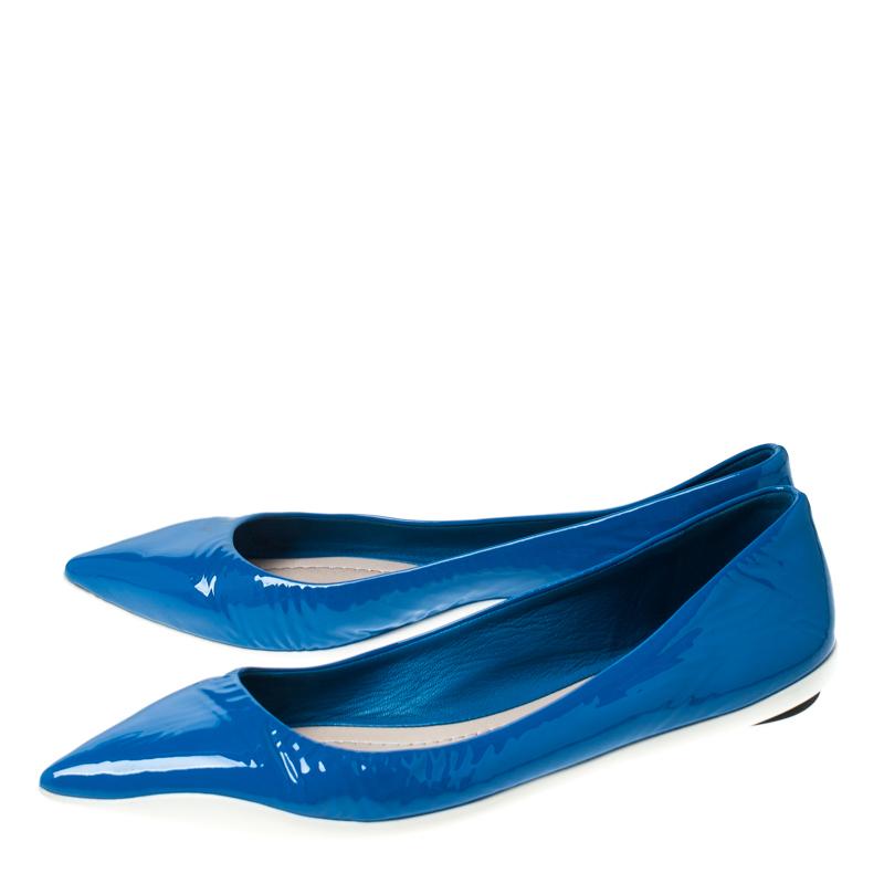 Dior Blue Patent Leather Pointed Toe Ballet Flats Size 42 3