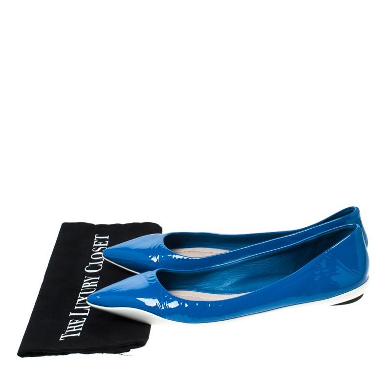 Dior Blue Patent Leather Pointed Toe Ballet Flats Size 42 4