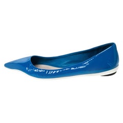 Dior Blue Patent Leather Pointed Toe Ballet Flats Size 42