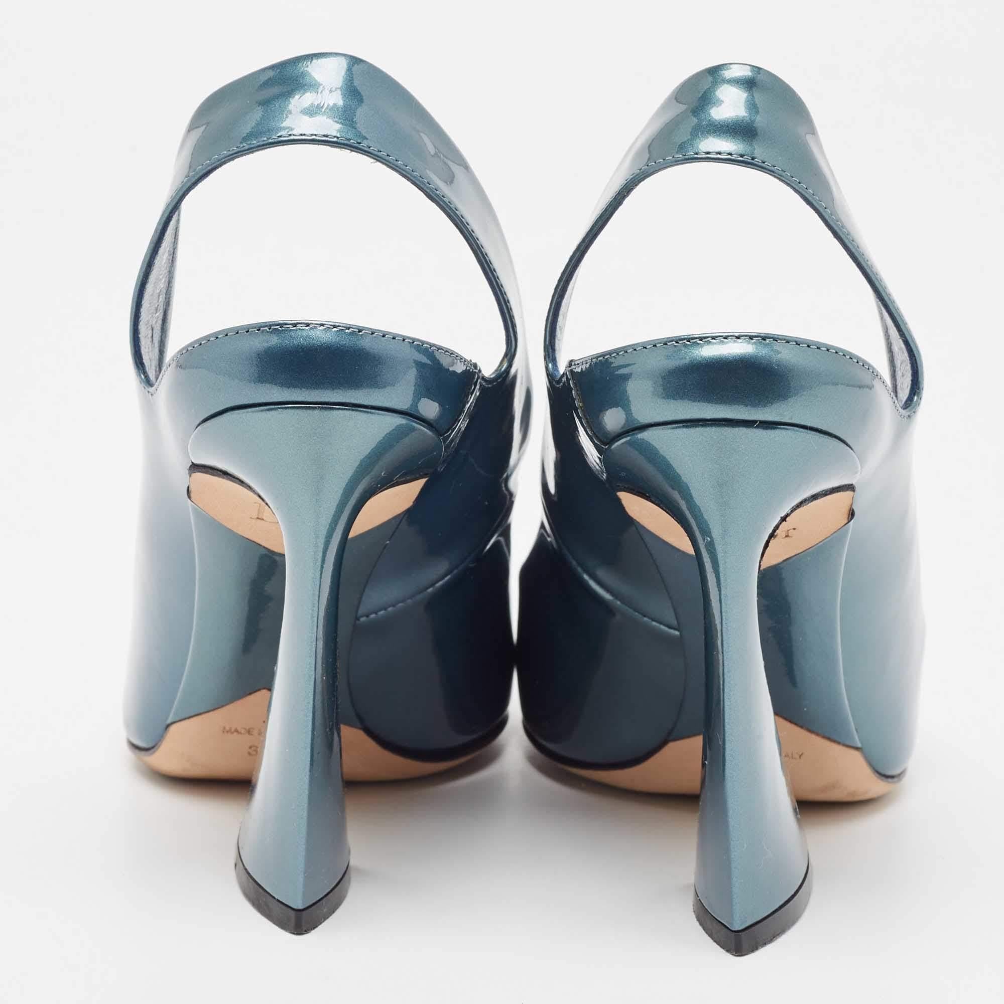 Women's Dior Blue Patent Slingback Pumps Size 39