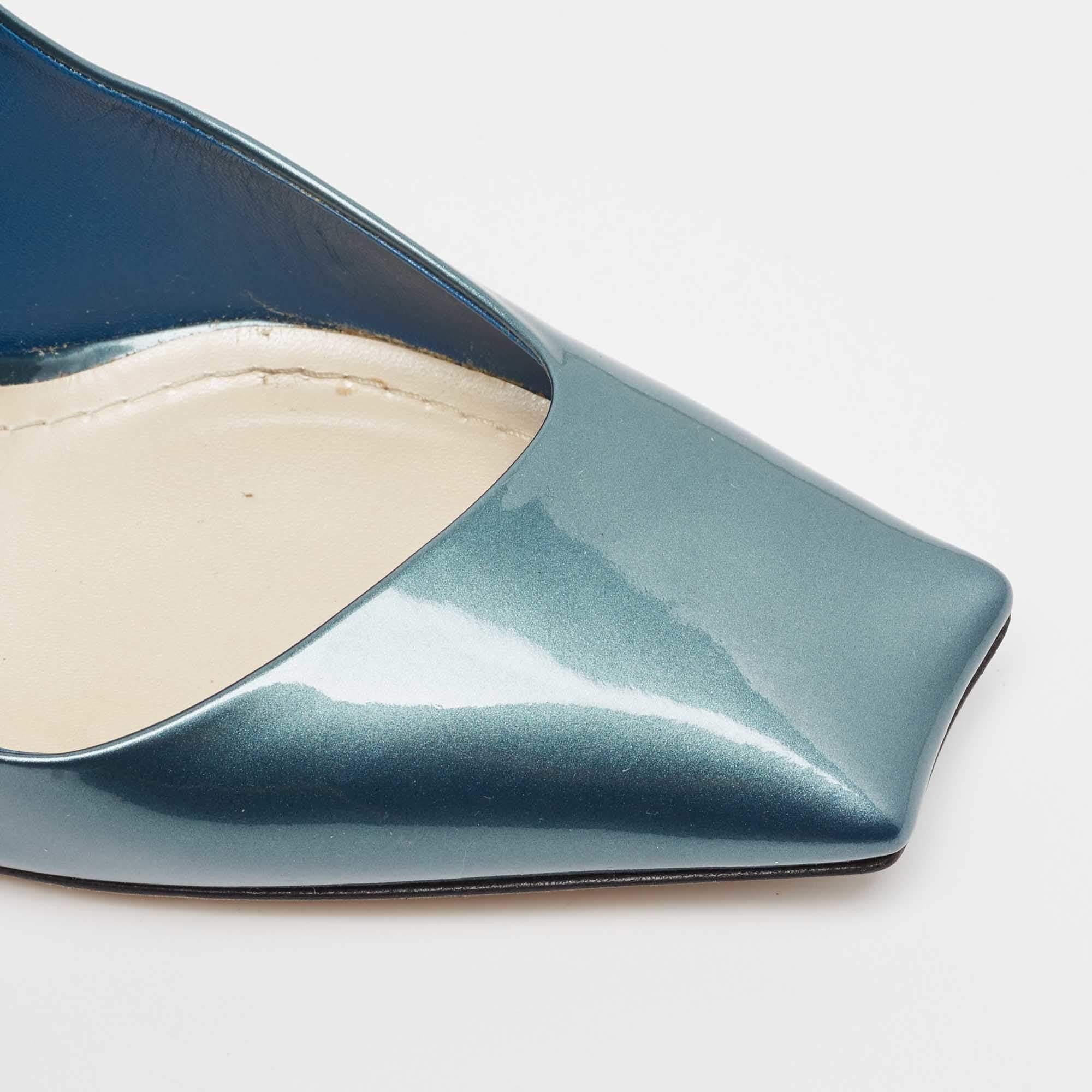 Dior Blue Patent Slingback Pumps Size 39 2