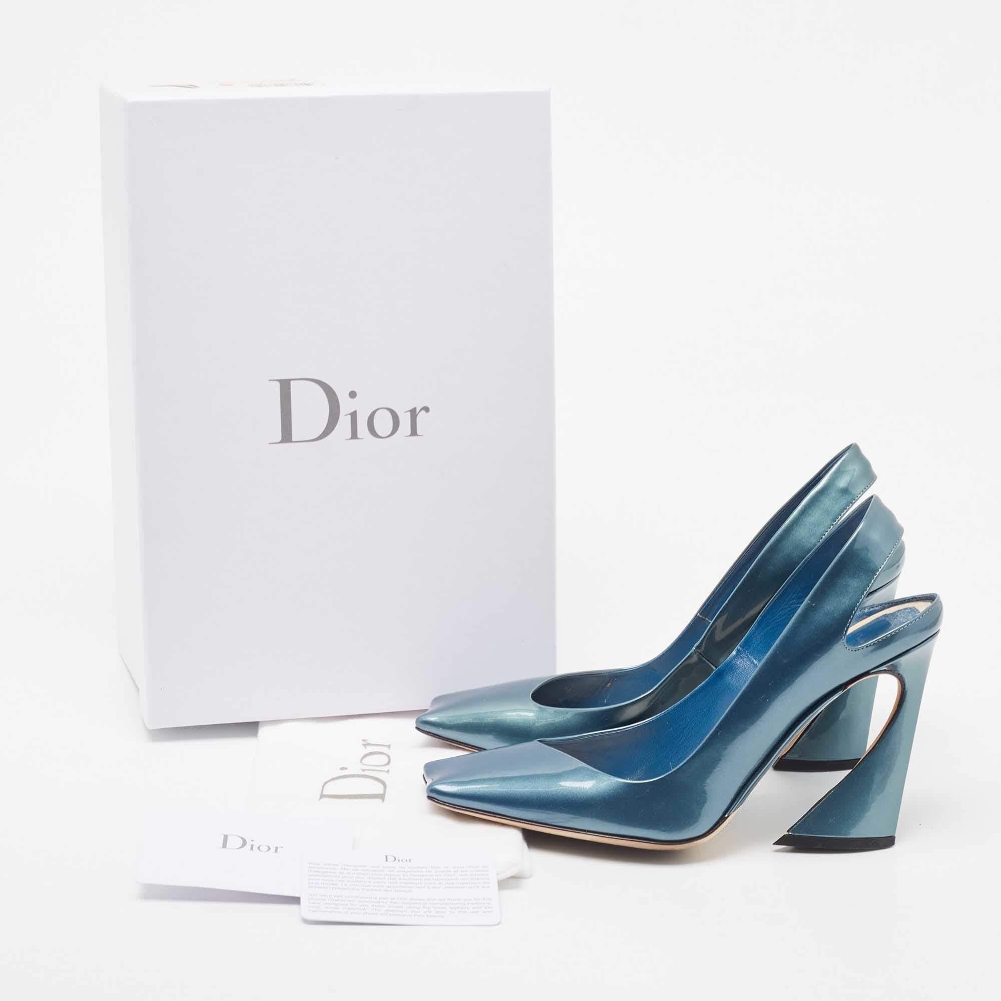 Dior Blue Patent Slingback Pumps Size 39 4