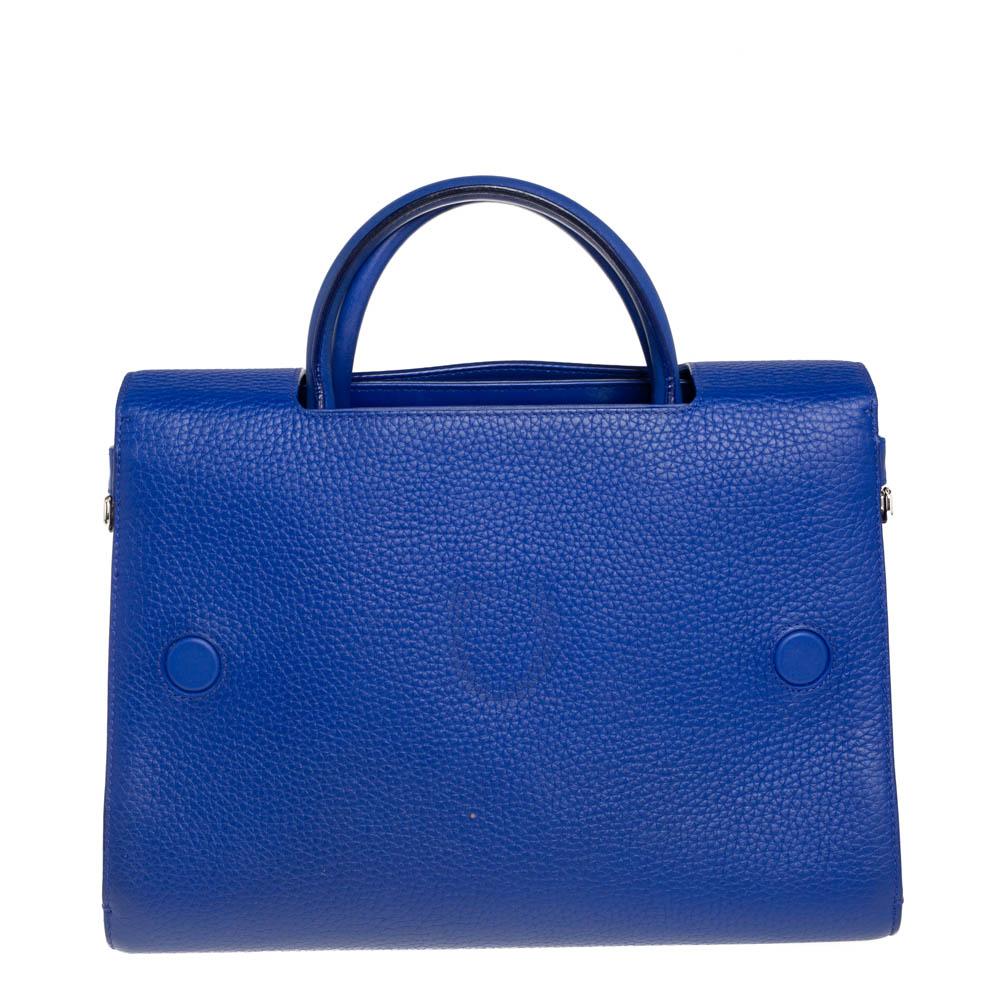 Sac cabas Diorever Dior en cuir grainé bleu de taille moyenne Bon état - En vente à Dubai, Al Qouz 2