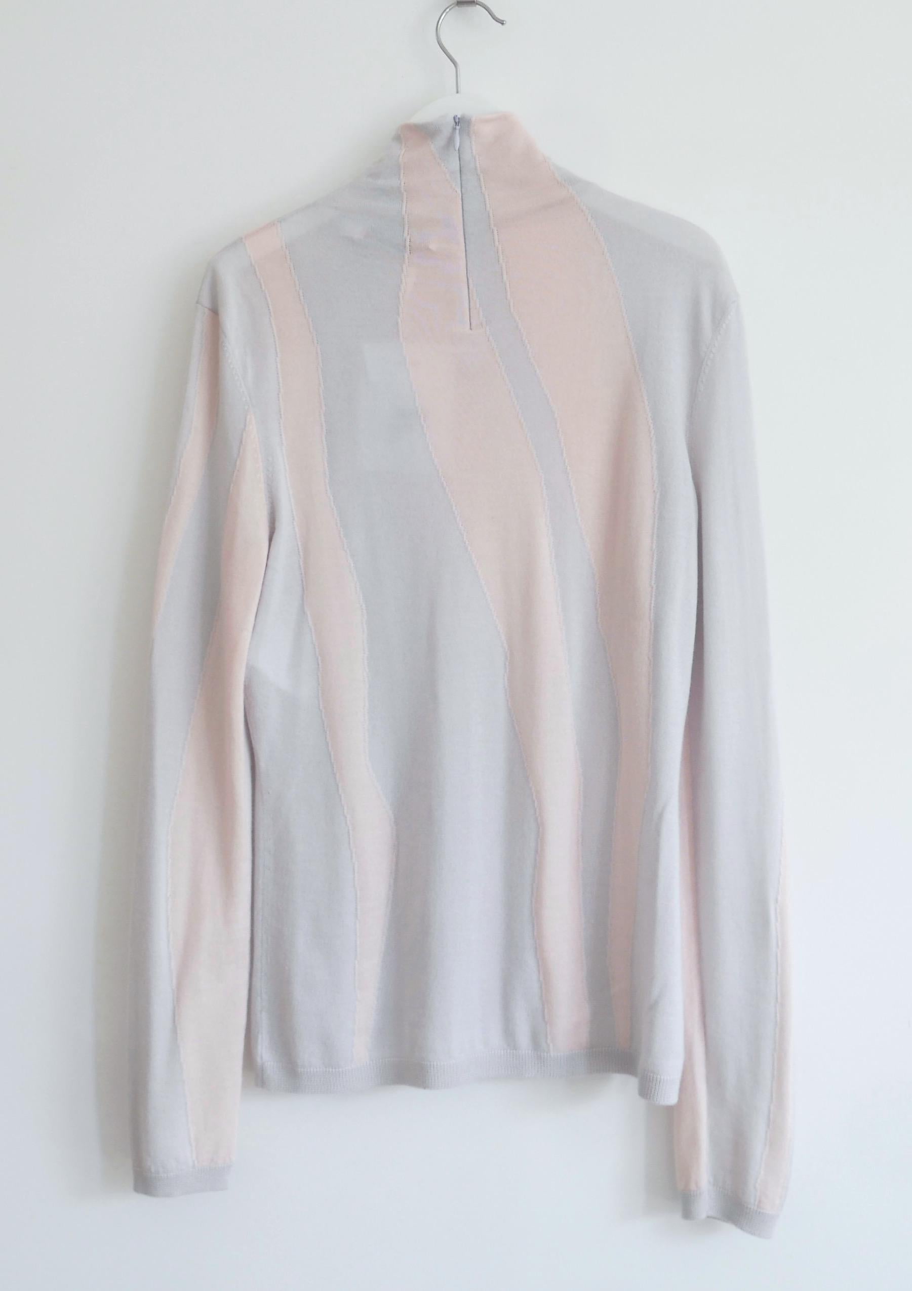 Dior Blue & Pink Wave Knit Cashmere/Silk Fine Sweater In New Condition For Sale In London, GB