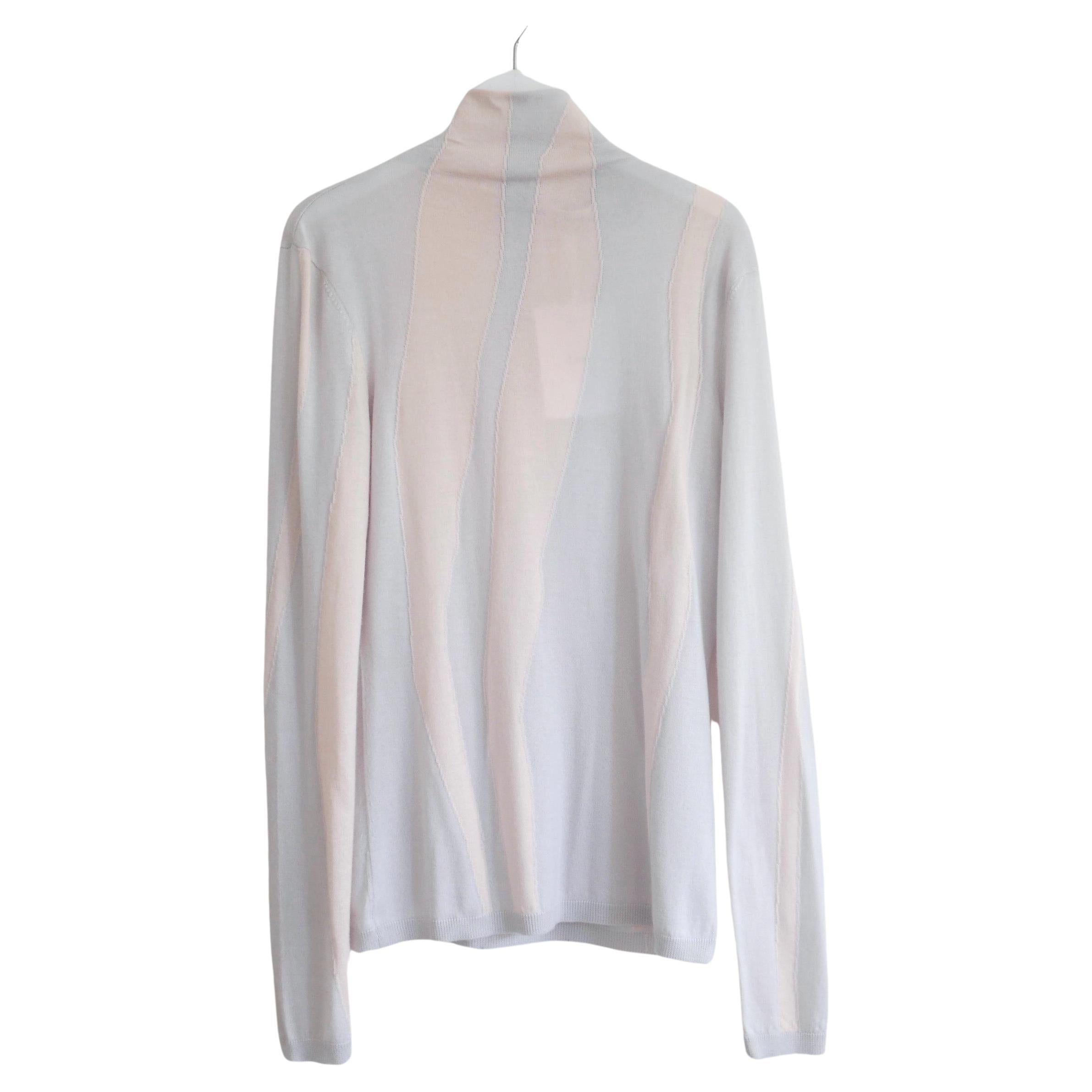 Dior Blue & Pink Wave Knit Cashmere/Silk Fine Sweater For Sale