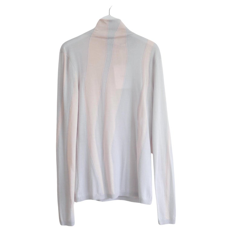 Dior Blue and Pink Wave Knit Cashmere/Silk Fine Sweater For Sale