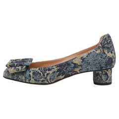 Dior Blue Printed Canvas Idylle Pumps Size 37.5