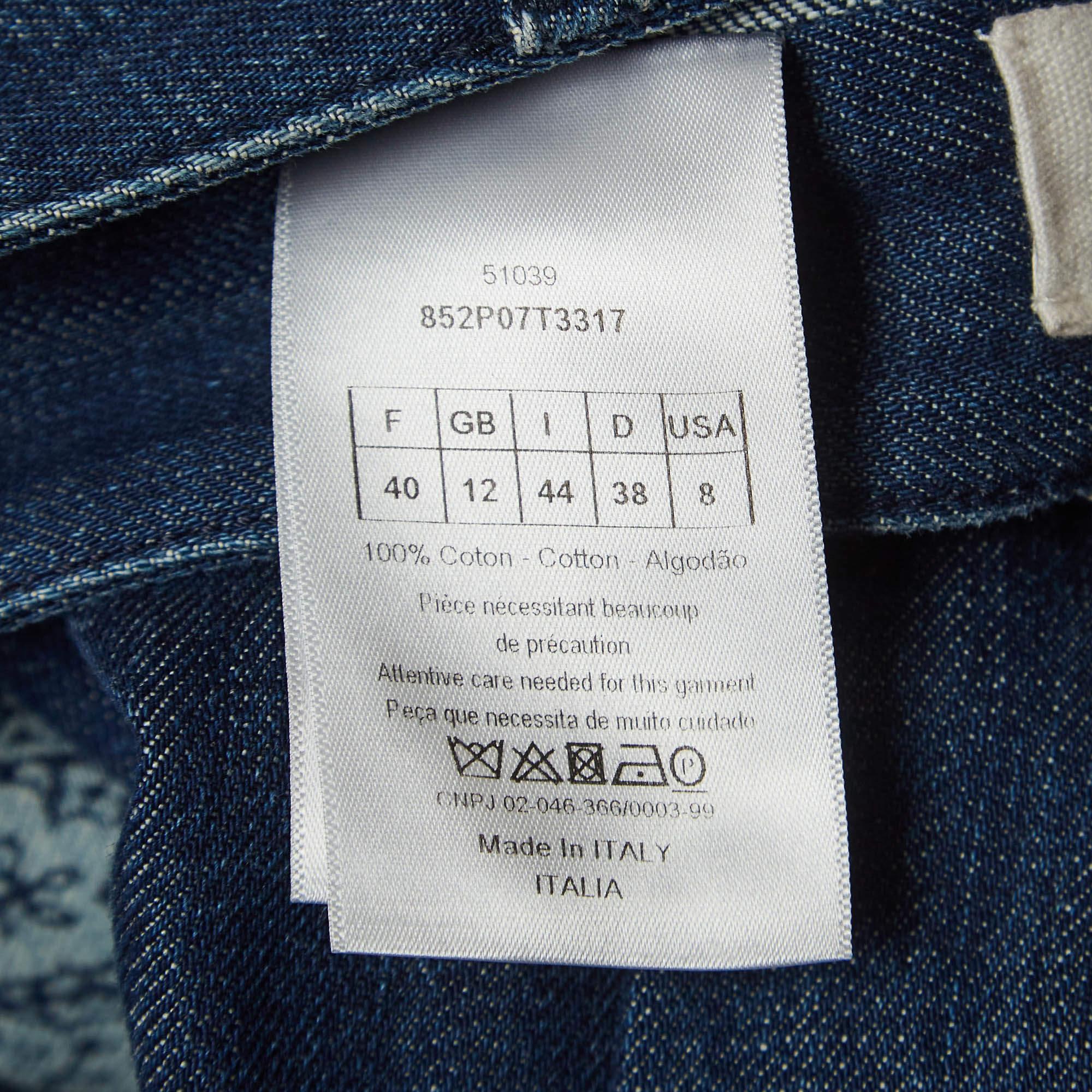 Dior Blue Printed Denim Shirt and Pants Set M 2