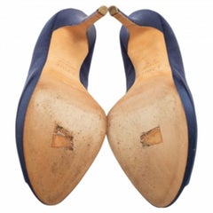 Dior Blue Satin Miss Dior Peep Toe Platform Pumps Size 40.5