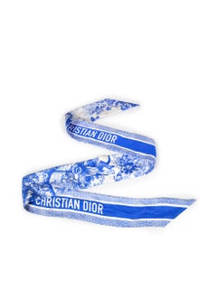 Dior Blue Silk Toile De Jouy Twilly Scarf
