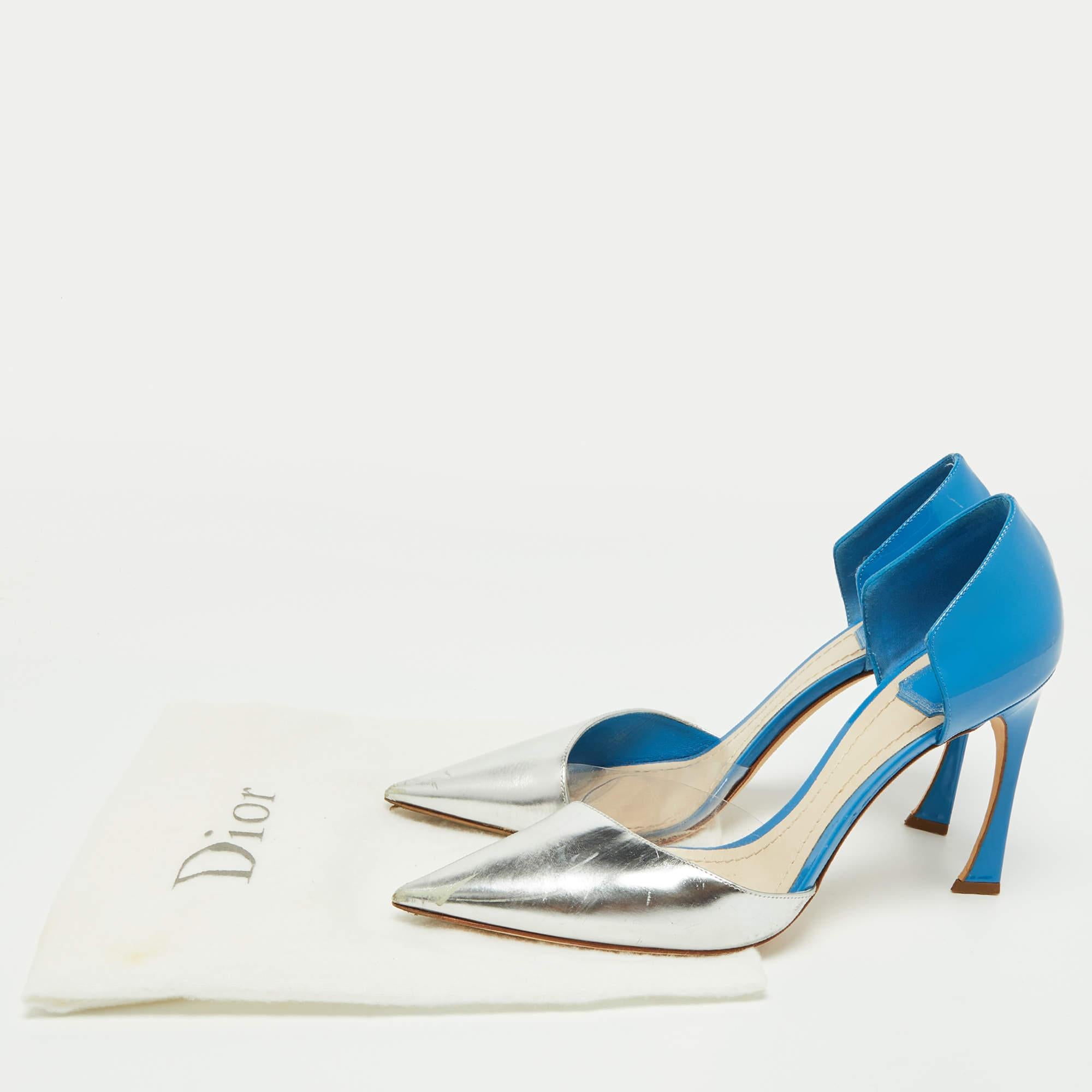 Dior Blu/Argento - Décolleté in pelle verniciata misura 40 in vendita 6