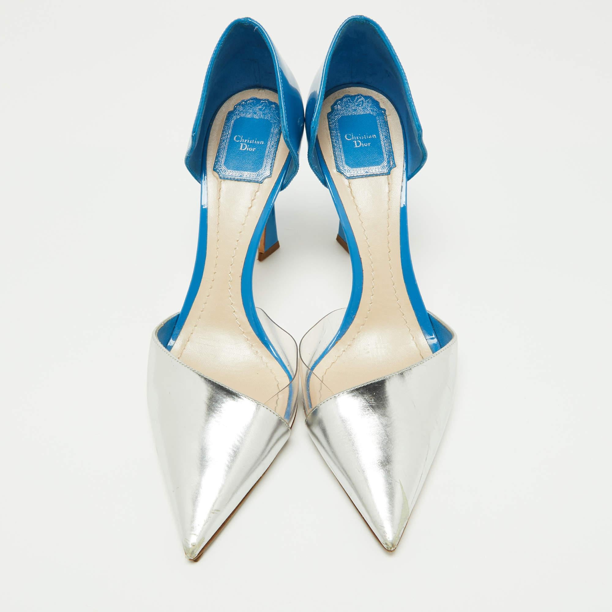 Dior Blu/Argento - Décolleté in pelle verniciata misura 40 In condizioni buone in vendita a Dubai, Al Qouz 2