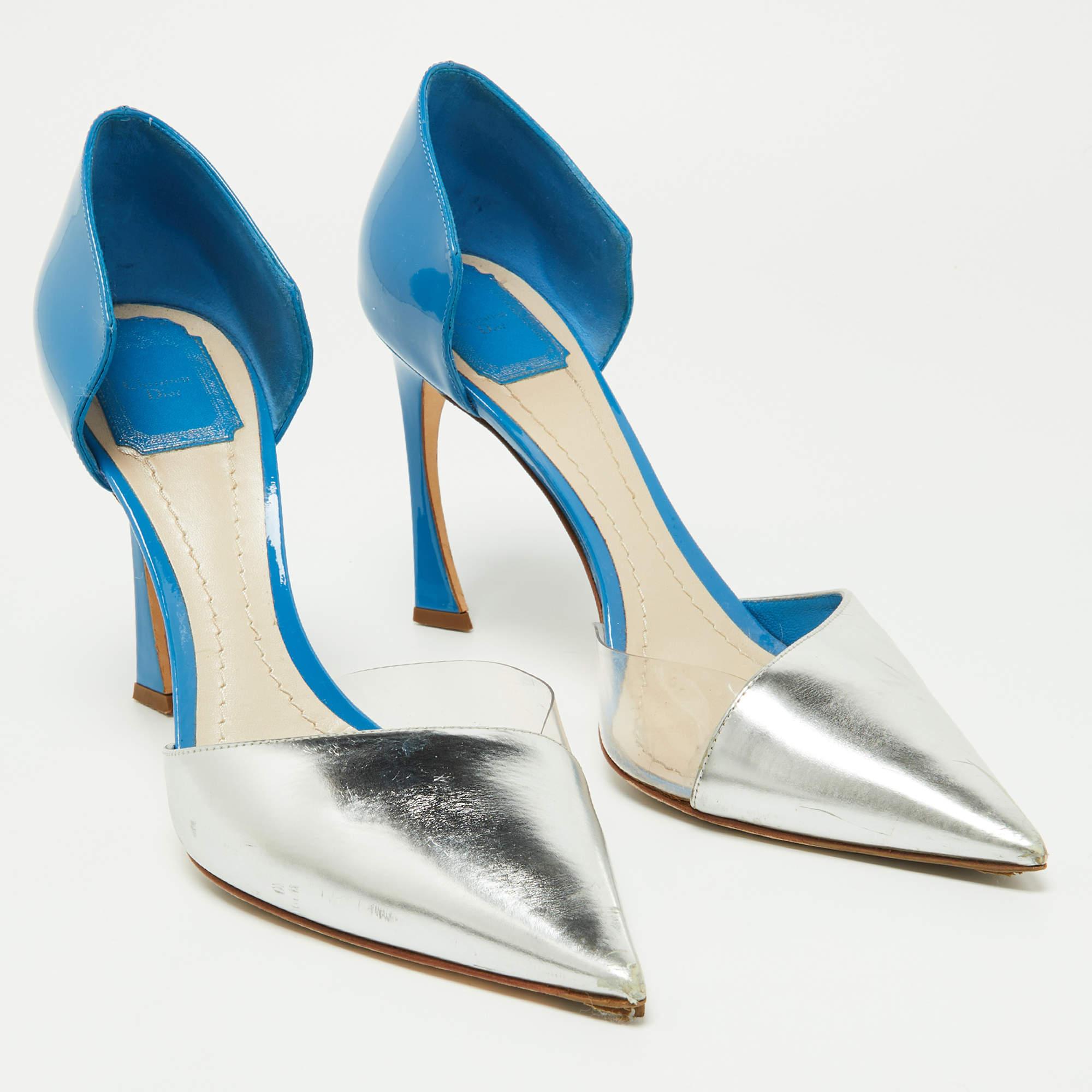 Donna Dior Blu/Argento - Décolleté in pelle verniciata misura 40 in vendita