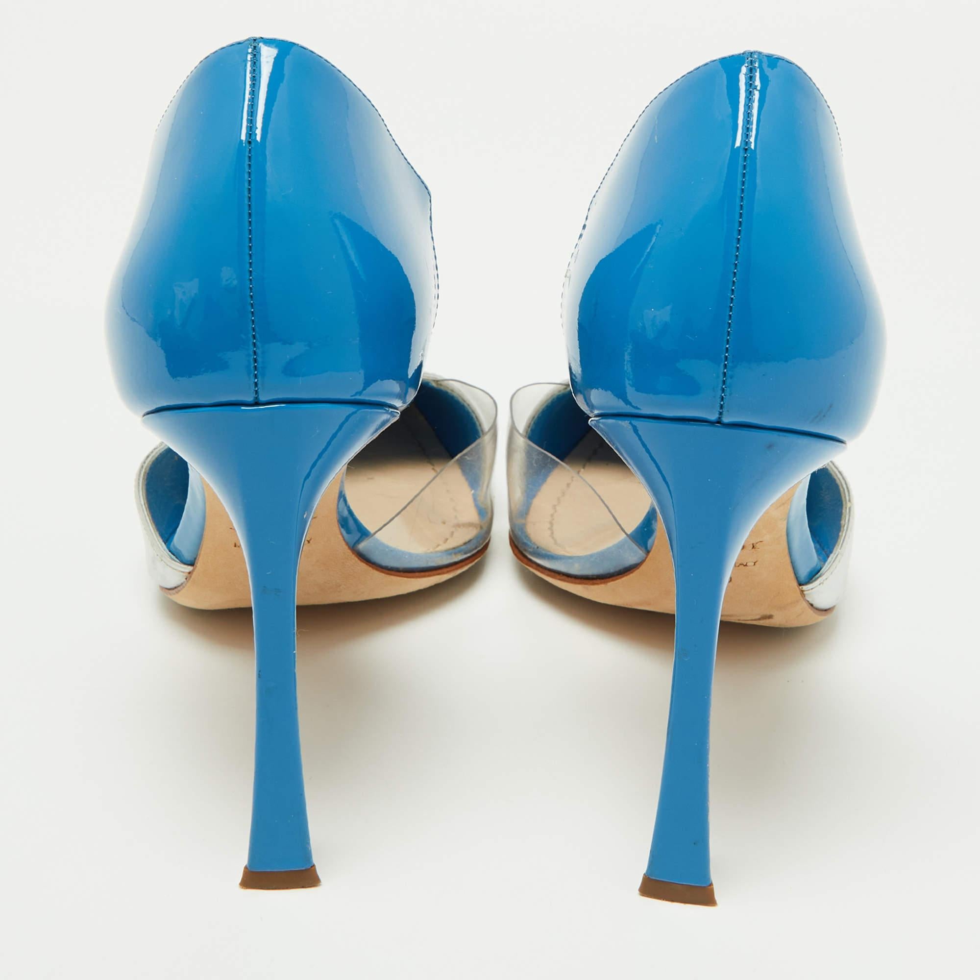 Dior Blu/Argento - Décolleté in pelle verniciata misura 40 in vendita 1