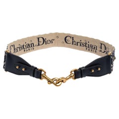 Dior Blue Studded Canvas and Leather Bohemian Inspired Shoulder Strap