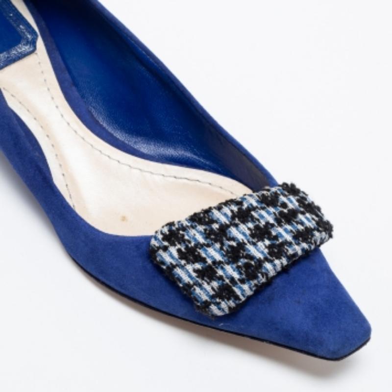 Dior Blue Suede  Ballet Flats Size 35.5 For Sale 1