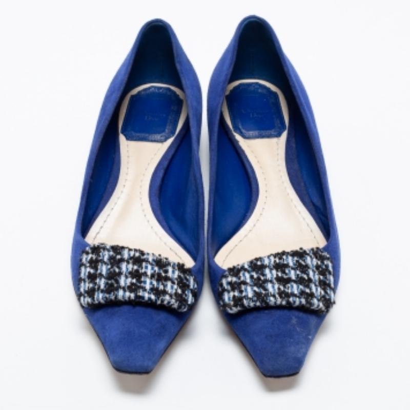 Dior Blue Suede  Ballet Flats Size 35.5 For Sale 3