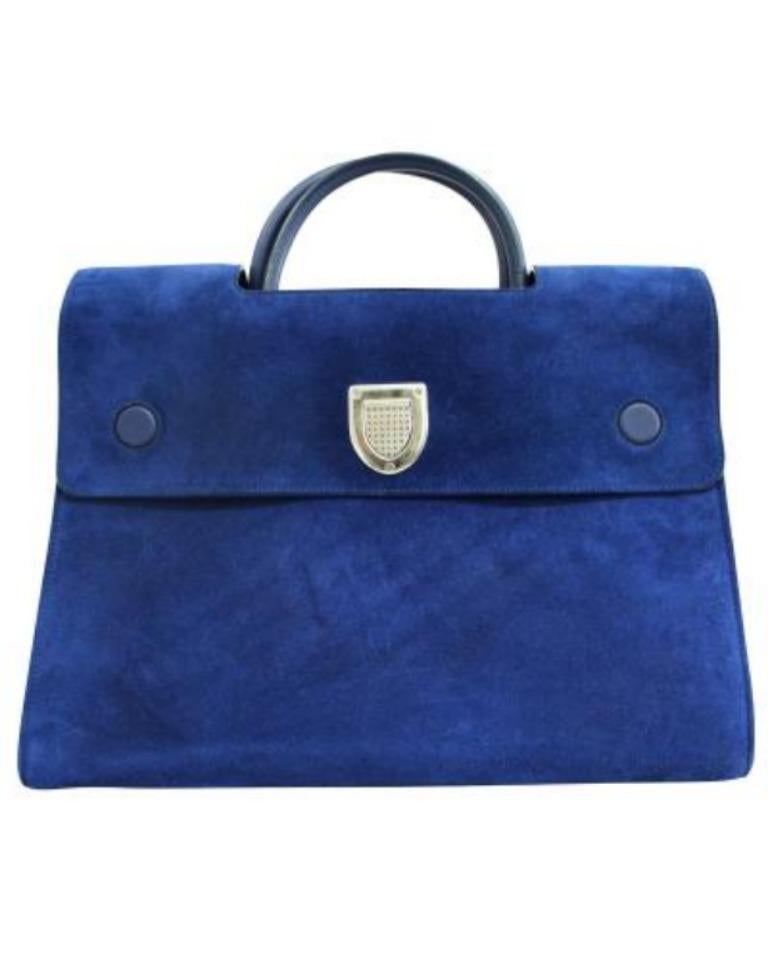 blue suede tote bag