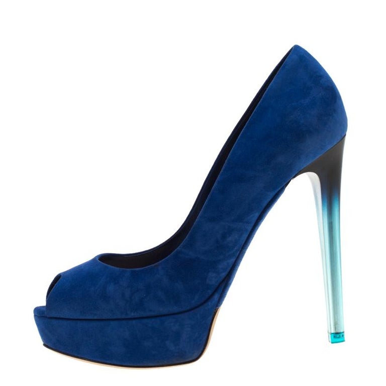 Dior Blue Suede Miss Dior Peep Toe Platform Pumps Size 37 For Sale at ...