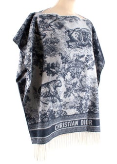 Dior Blue Toile de Jouy Cashmere Poncho