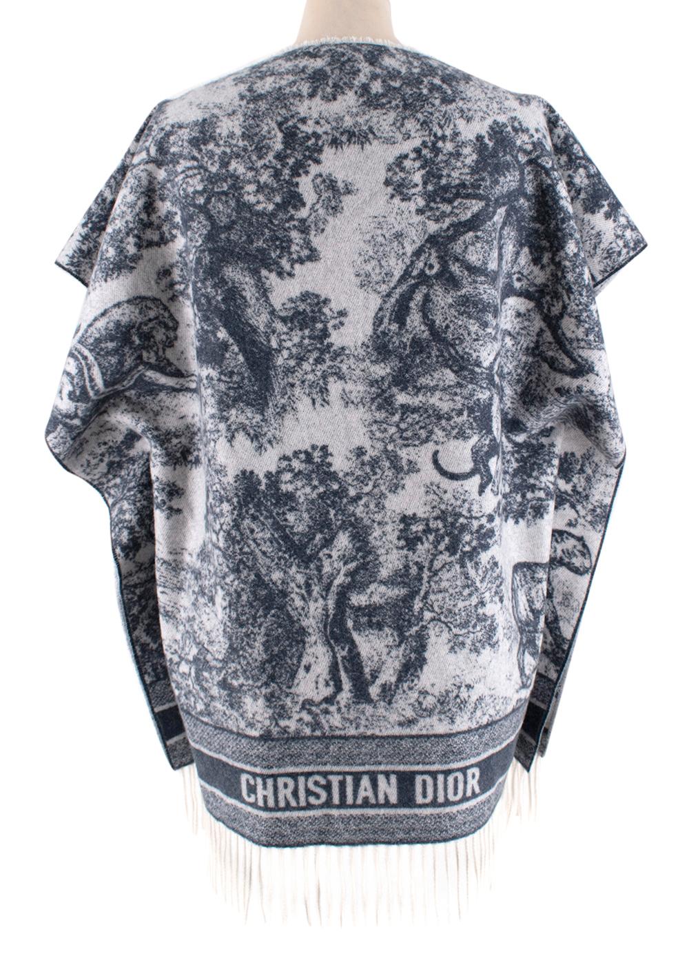 Dior Blauer Toile de Jouy Kaschmir-Poncho (Grau)