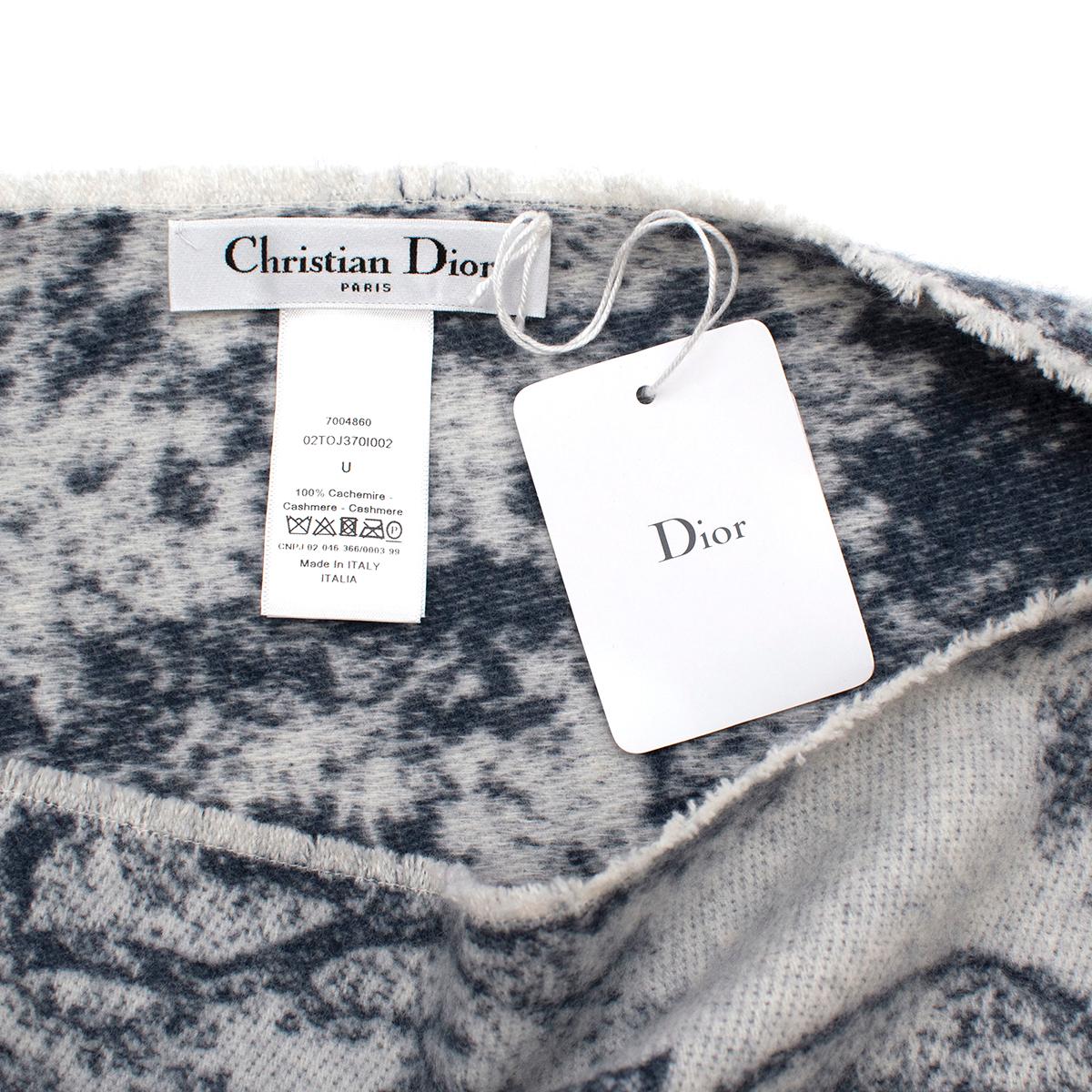 Dior Blauer Toile de Jouy Kaschmir-Poncho Damen